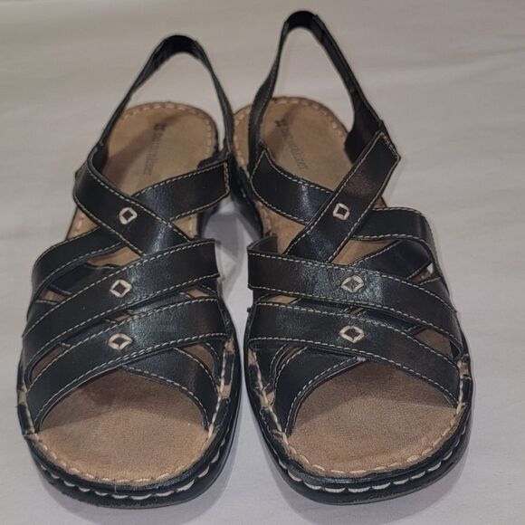 Naturalizer Craft Black Leather Strappy Comfort Sandals w Thick Stitching Sz 9.5 - Picture 3 of 16